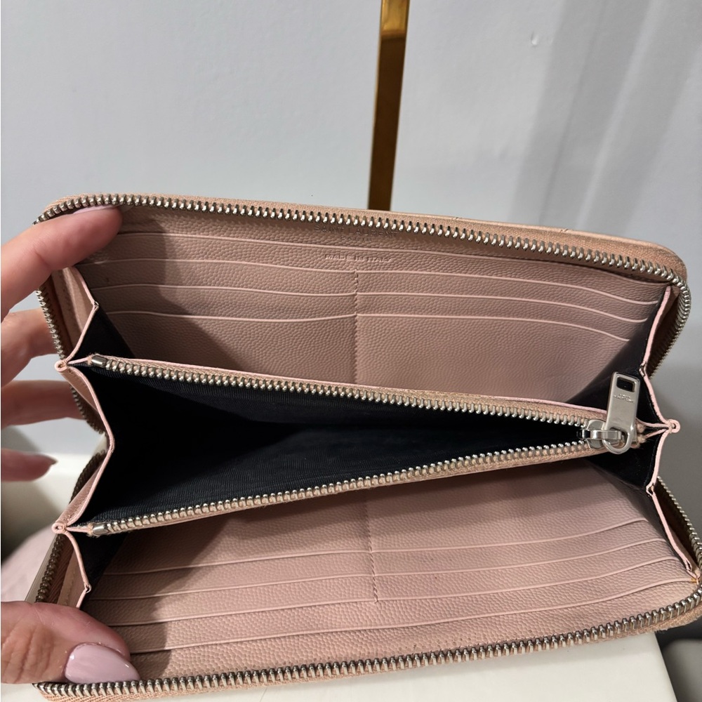 Yves Saint Laurent Blush Caviar Leather Zip Around Wallet - Picture 7 of 9